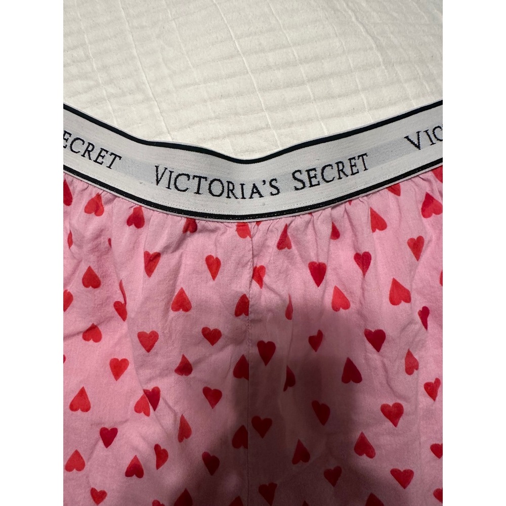 Victoria's Secret Pink Heart Print Pajama Shorts Boxers Branded Waistband Large - Picture 2 of 5